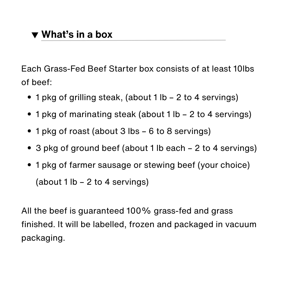 Boîte d’échantillon de 10 lb de bœuf Angus nourri à l'herbe